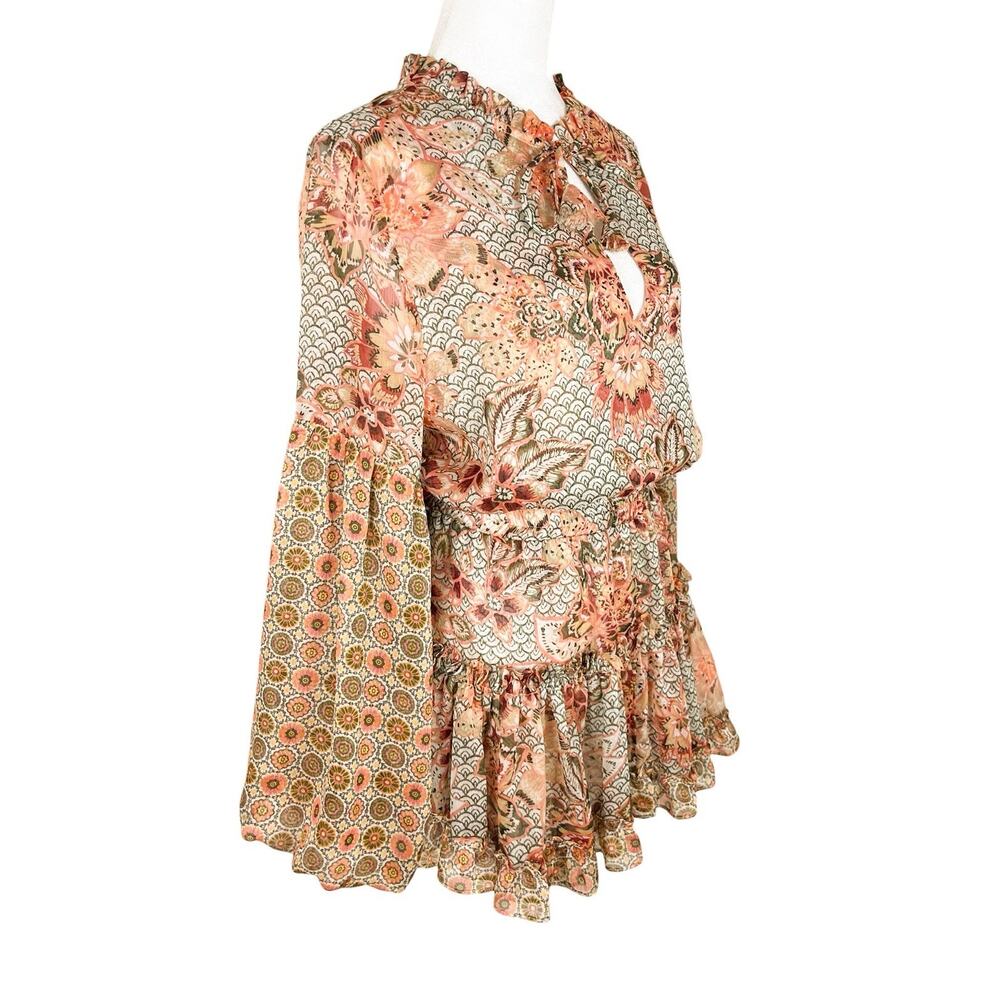MISA Elisabetta Mini Dress Flora Tile Mix Chiffon Whimsy Boho Feminine Size XS - Picture 6 of 12